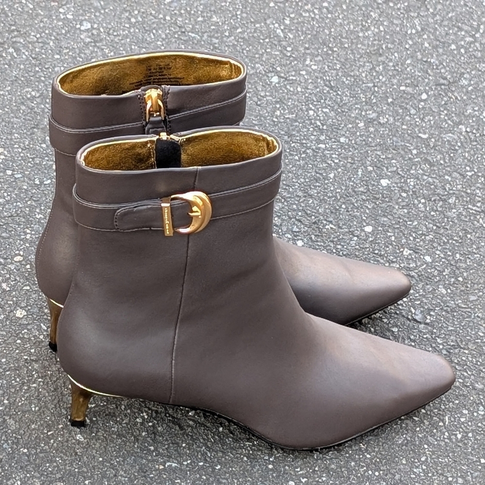 Donna Karen Clari Booties Gold Metallic Heels (New)